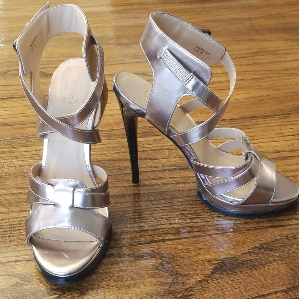 Beau + Ashe Silver Strappy Heel